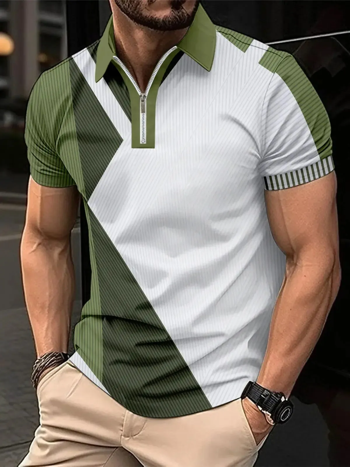 2024 Best-selling New Men's 3D Luxury Printed Comfortable, Everyday Golf Men's Zipper short-sleeved polo Shirt