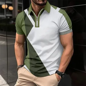 2024 Best-selling New Men's 3D Luxury Printed Comfortable, Everyday Golf Men's Zipper short-sleeved polo Shirt