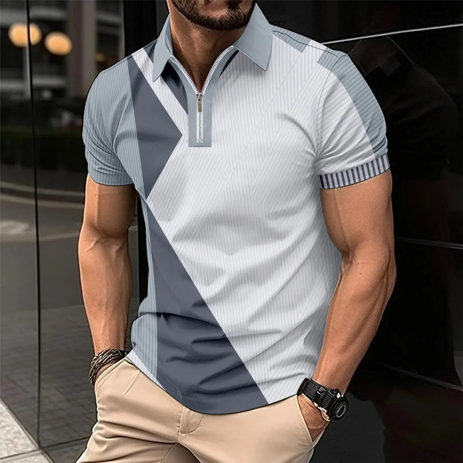 2024 Best-selling New Men's 3D Luxury Printed Comfortable, Everyday Golf Men's Zipper short-sleeved polo Shirt