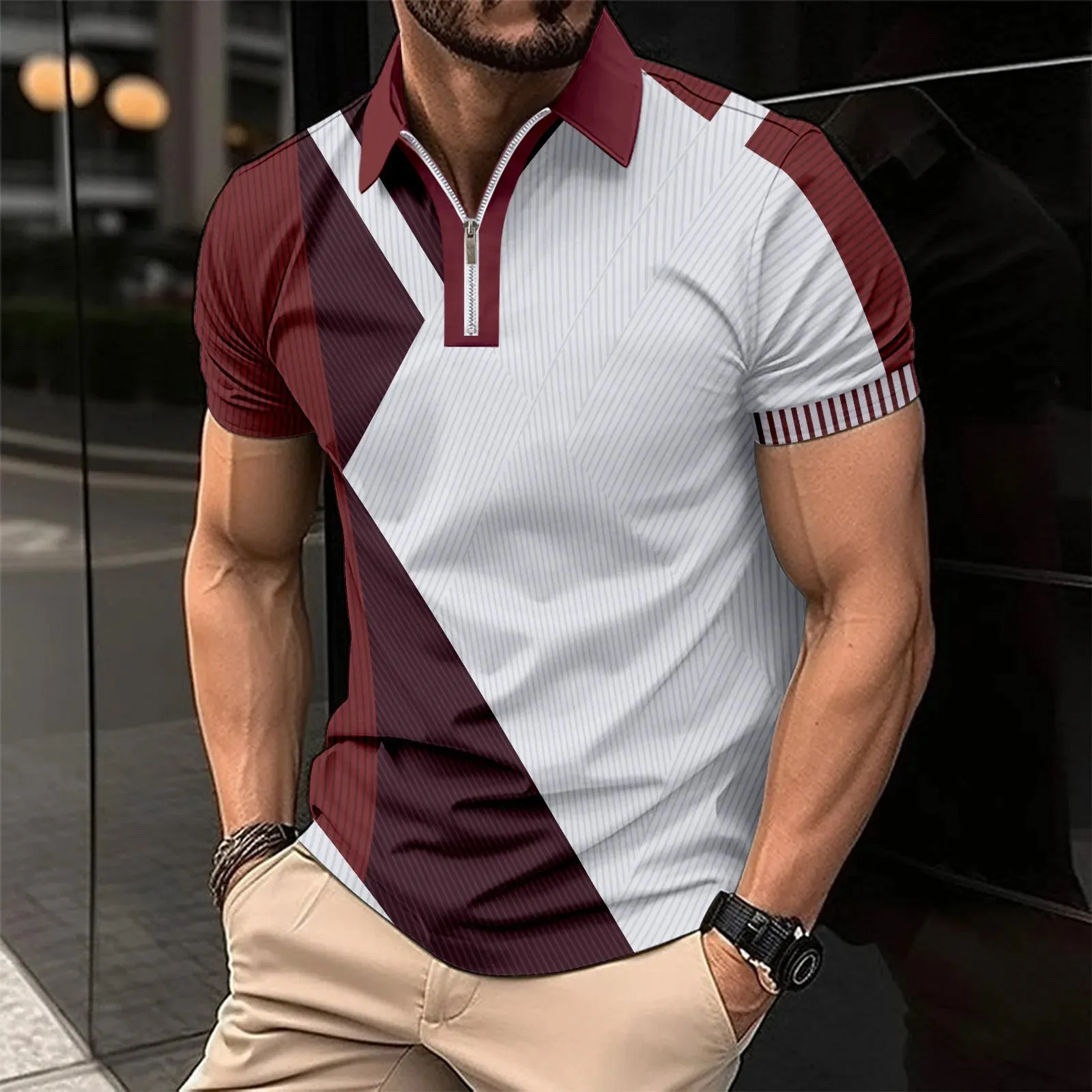 2024 Best-selling New Men's 3D Luxury Printed Comfortable, Everyday Golf Men's Zipper short-sleeved polo Shirt