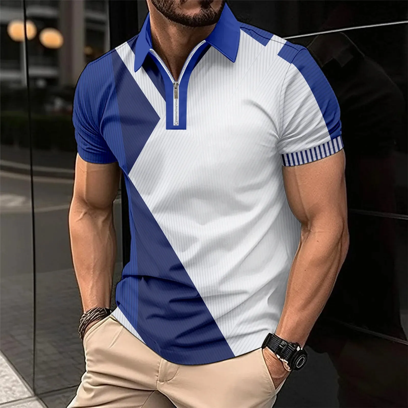 2024 Best-selling New Men's 3D Luxury Printed Comfortable, Everyday Golf Men's Zipper short-sleeved polo Shirt