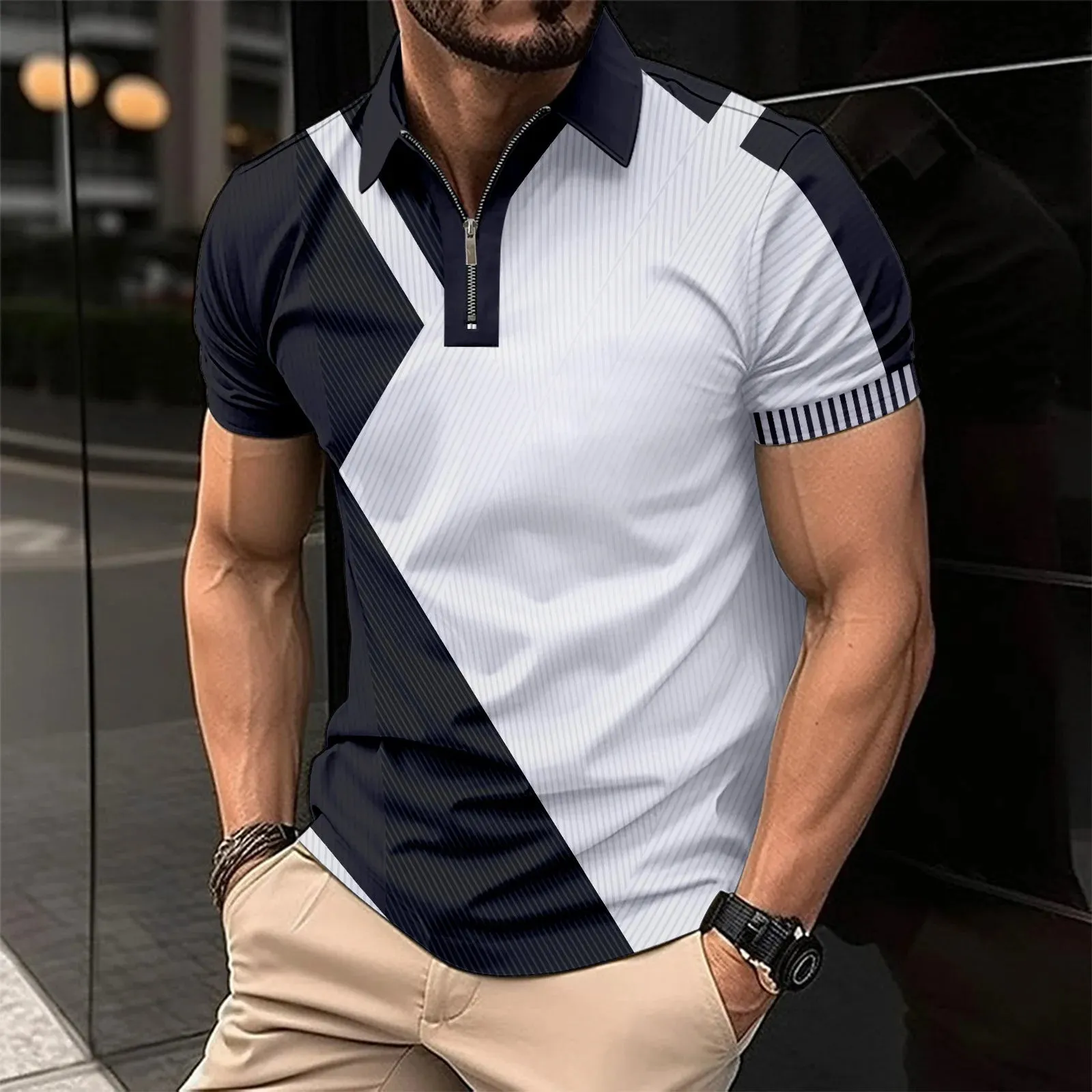 2024 Best-selling New Men's 3D Luxury Printed Comfortable, Everyday Golf Men's Zipper short-sleeved polo Shirt