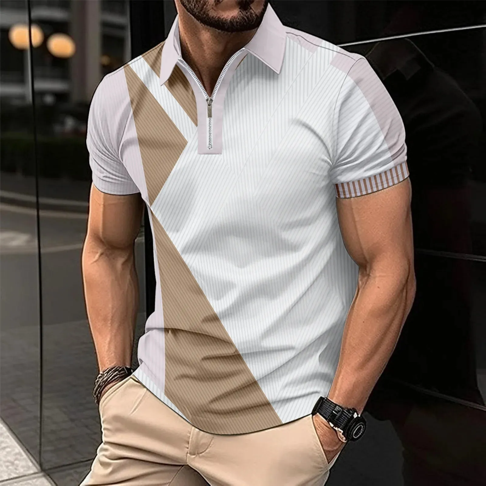 2024 Best-selling New Men's 3D Luxury Printed Comfortable, Everyday Golf Men's Zipper short-sleeved polo Shirt