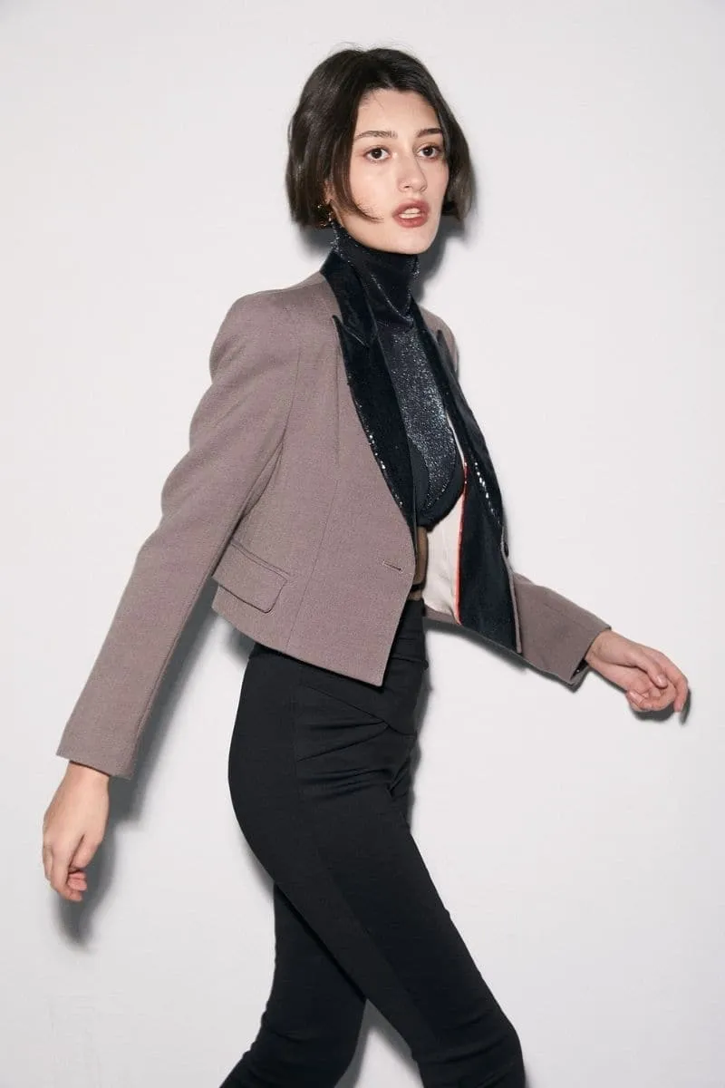 ANGÈLE GRAY CROPPED JACKET