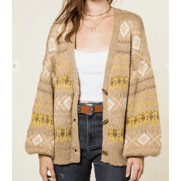 Aztec Balloon Sleeve Cardigan