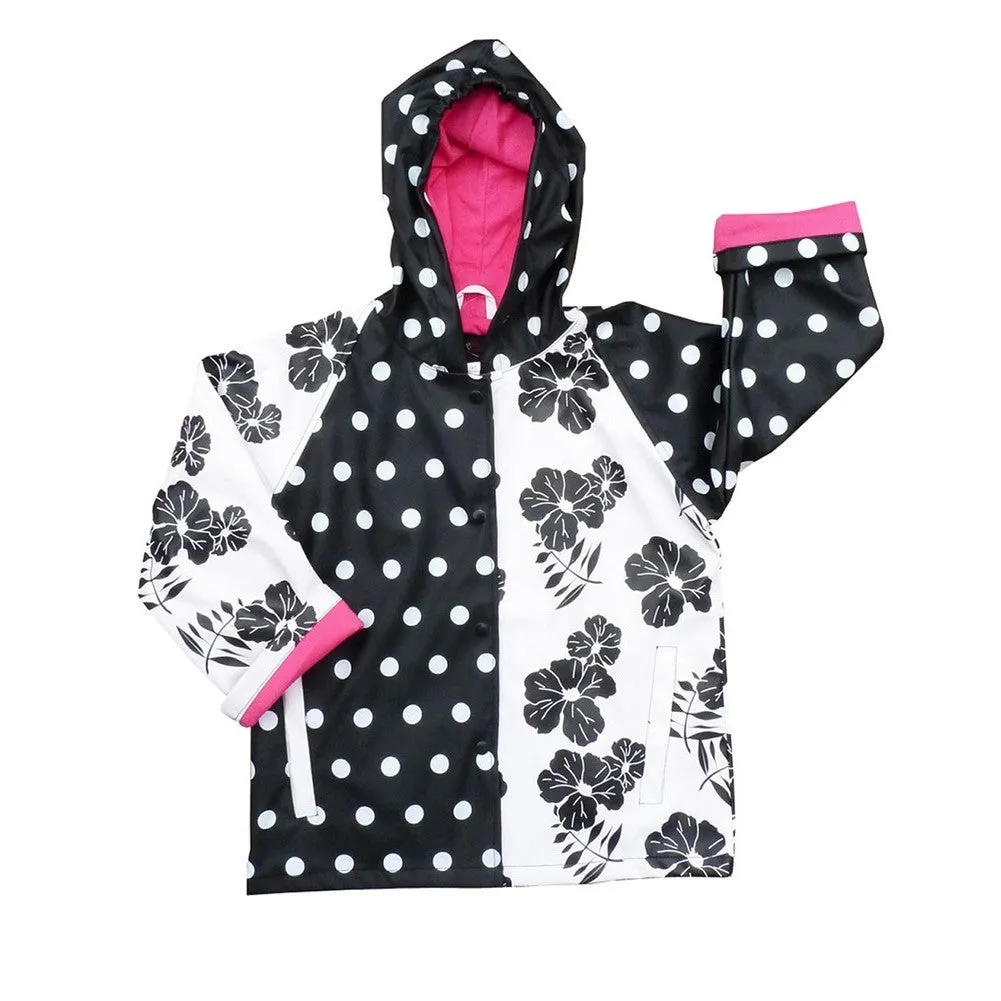 Baby Girls Black White Rain Coat 1T