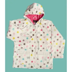 Baby Girls White Polka Dots Rain Coat 1T