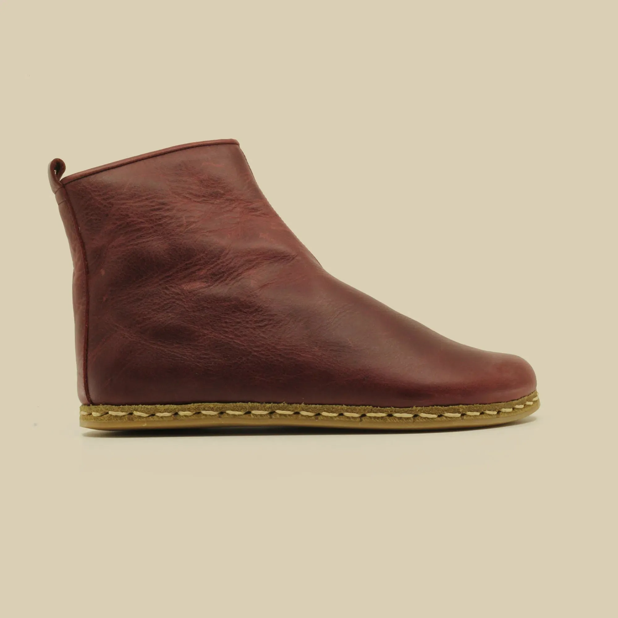 Barefoot Boots for Women with Zipper Burgundy