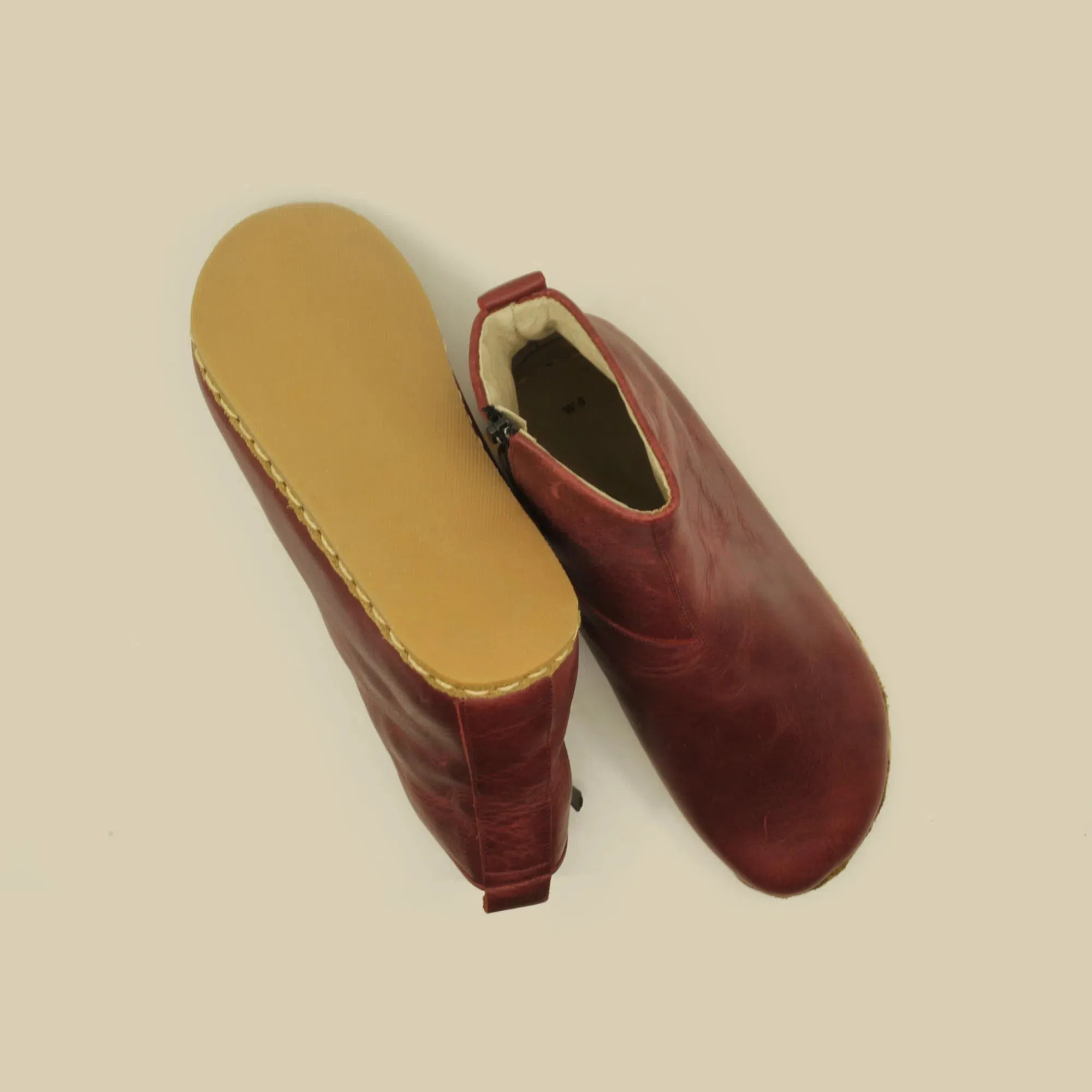 Barefoot Boots for Women with Zipper Burgundy