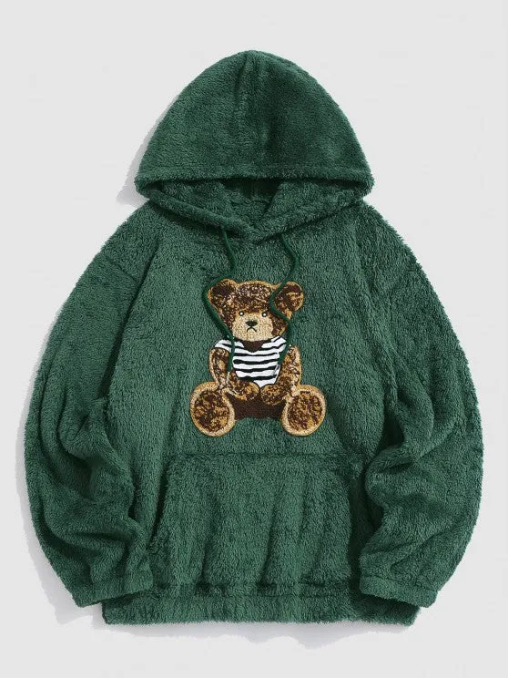 Bear Terry Embroidered Teddy Hoodies