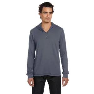 Bella   Canvas Men's Deep Heather Thermal Long-Sleeve Henley Hoodie