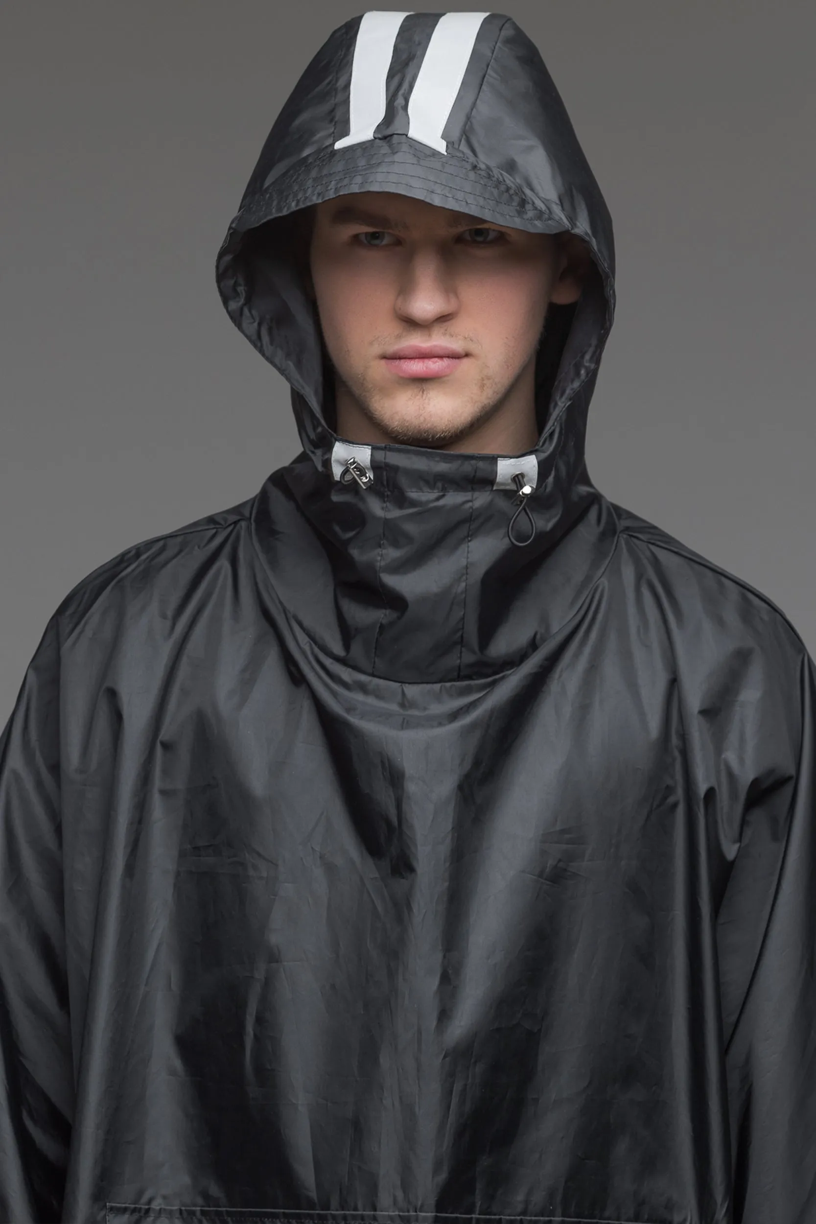 Black poncho raincoat