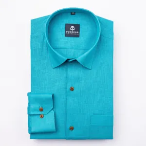 Blue Color Linen Formal Shirts For Men