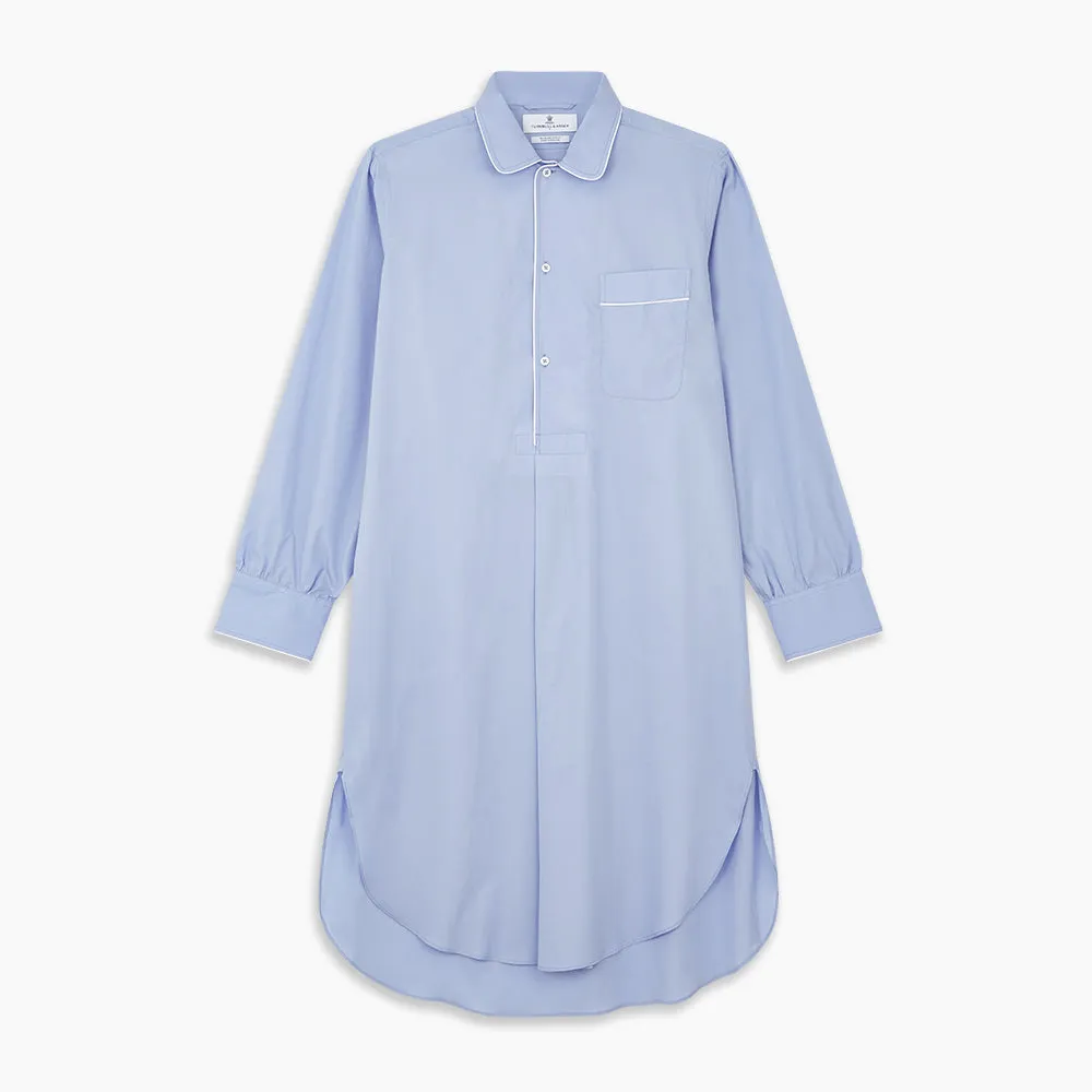 Blue Piped Sea Island Quality Cotton Nightshirt