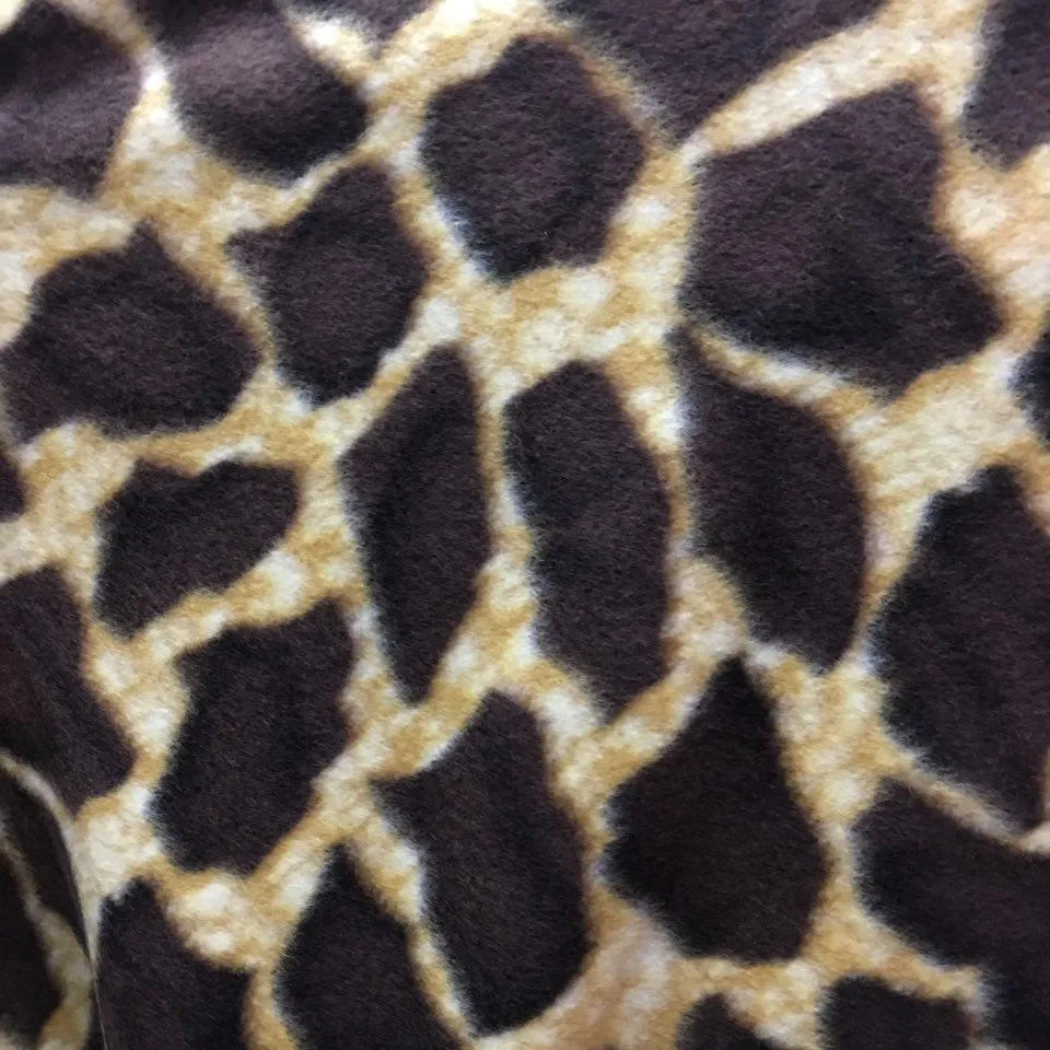 Brown Gold Giraffe Print Fleece Fabric