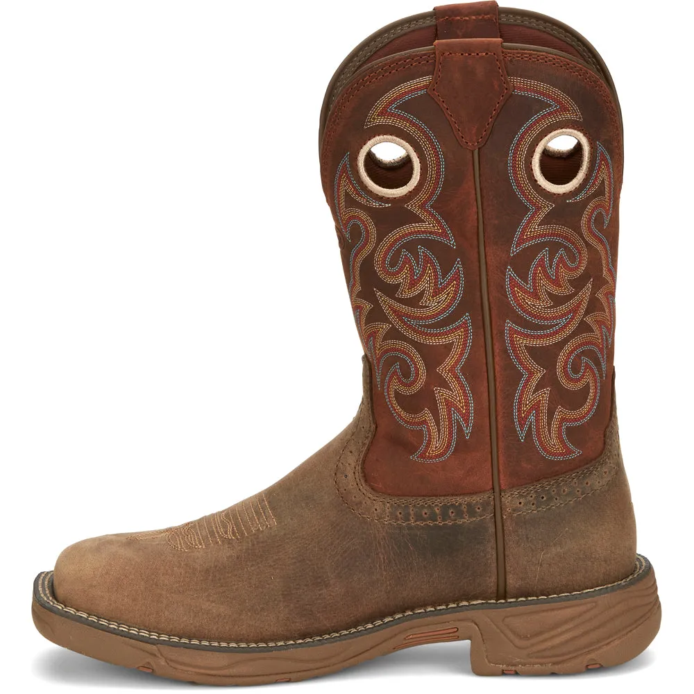 Buffalo Leather Embroidery Square Toe Cowboy Boots