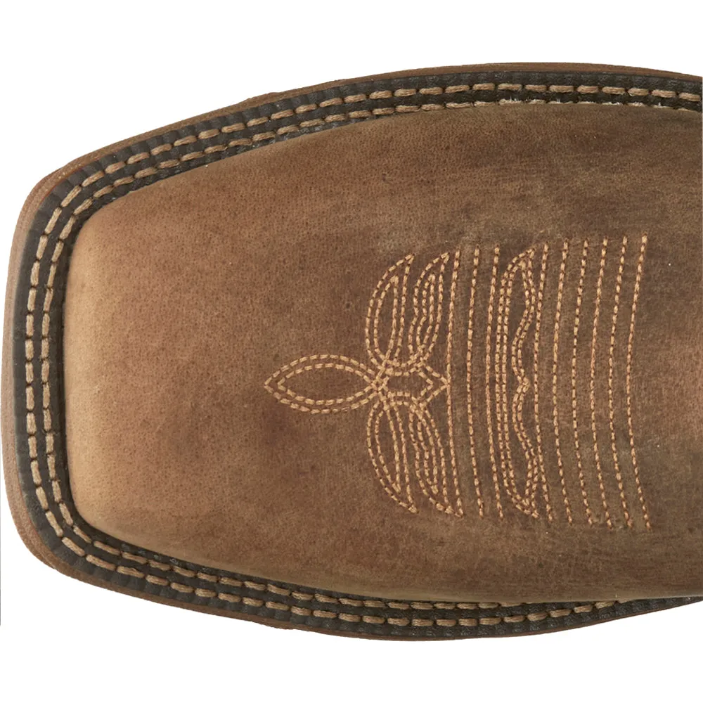 Buffalo Leather Embroidery Square Toe Cowboy Boots