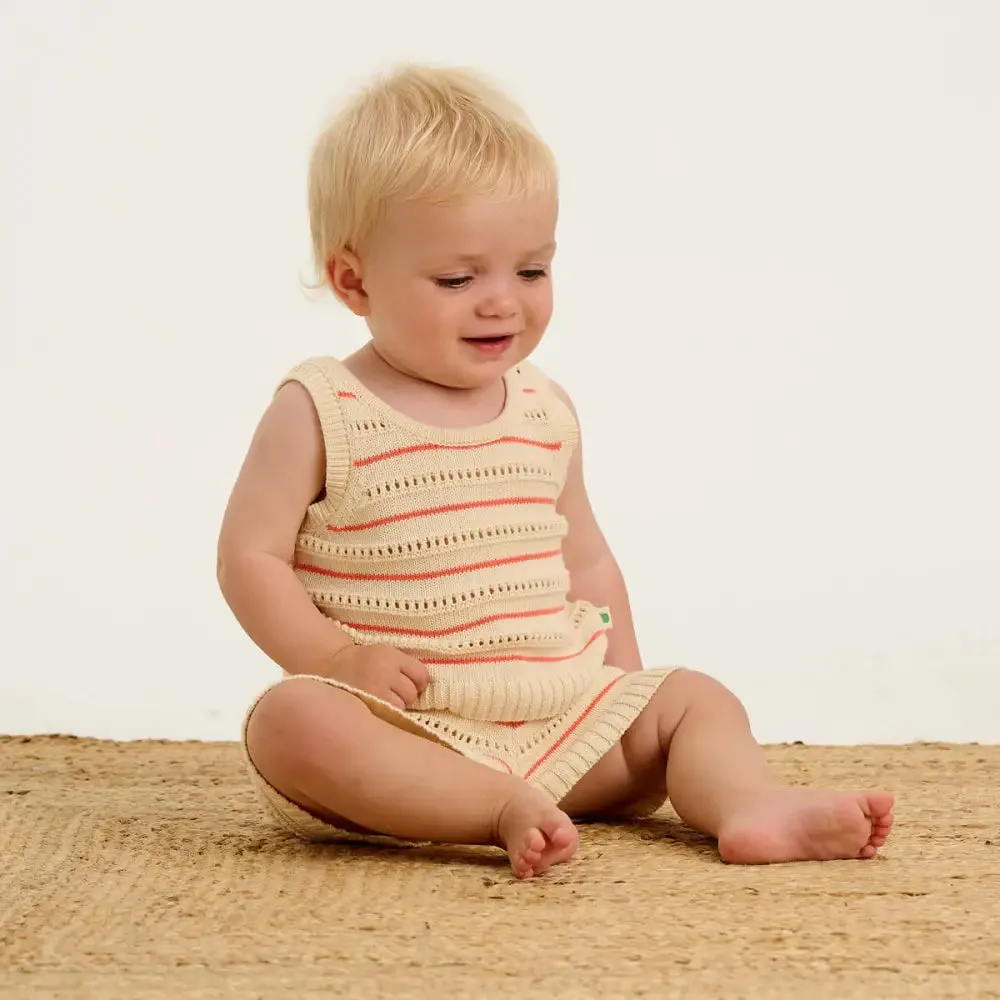 Cala - Coral Stripe Knit Baby & Kids Top