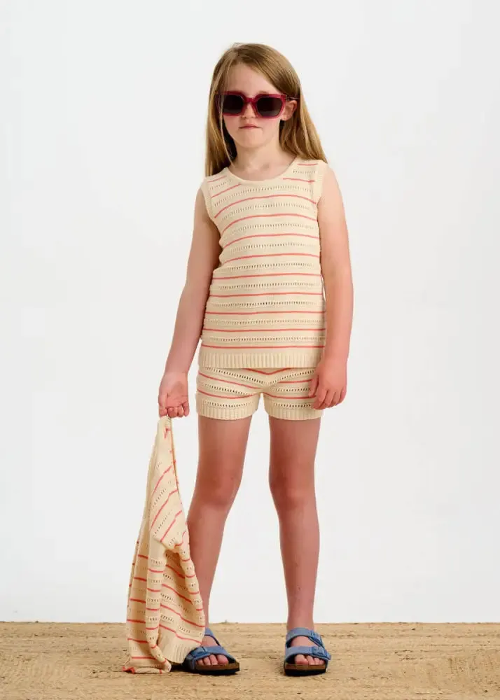 Cala - Coral Stripe Knit Baby & Kids Top