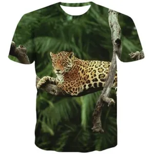 Cheetah T-shirt Men Tiger T-shirts Graphic Animal T shirts Funny Plant Tshirt Anime Funny T-shirts 3d Short Sleeve summer