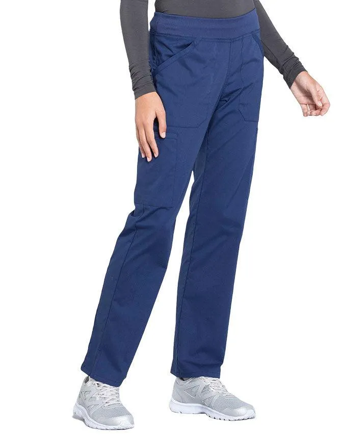 Cherokee Workwear Professionals Women's Elastic Waist Mid Rise Straight Leg Pull-on Cargo Petite Pant