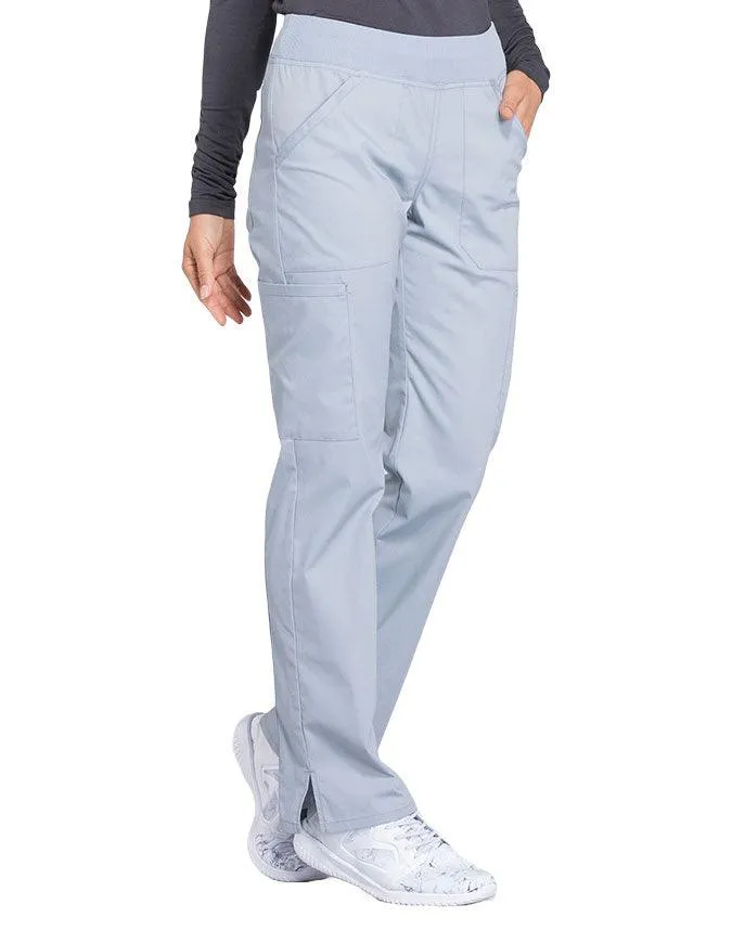 Cherokee Workwear Professionals Women's Elastic Waist Mid Rise Straight Leg Pull-on Cargo Petite Pant