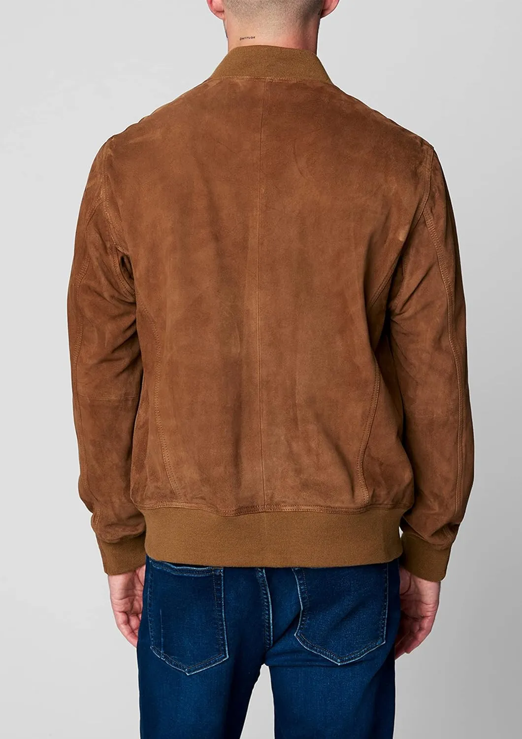 Davoris Brown Suede Bomber Leather Jacket