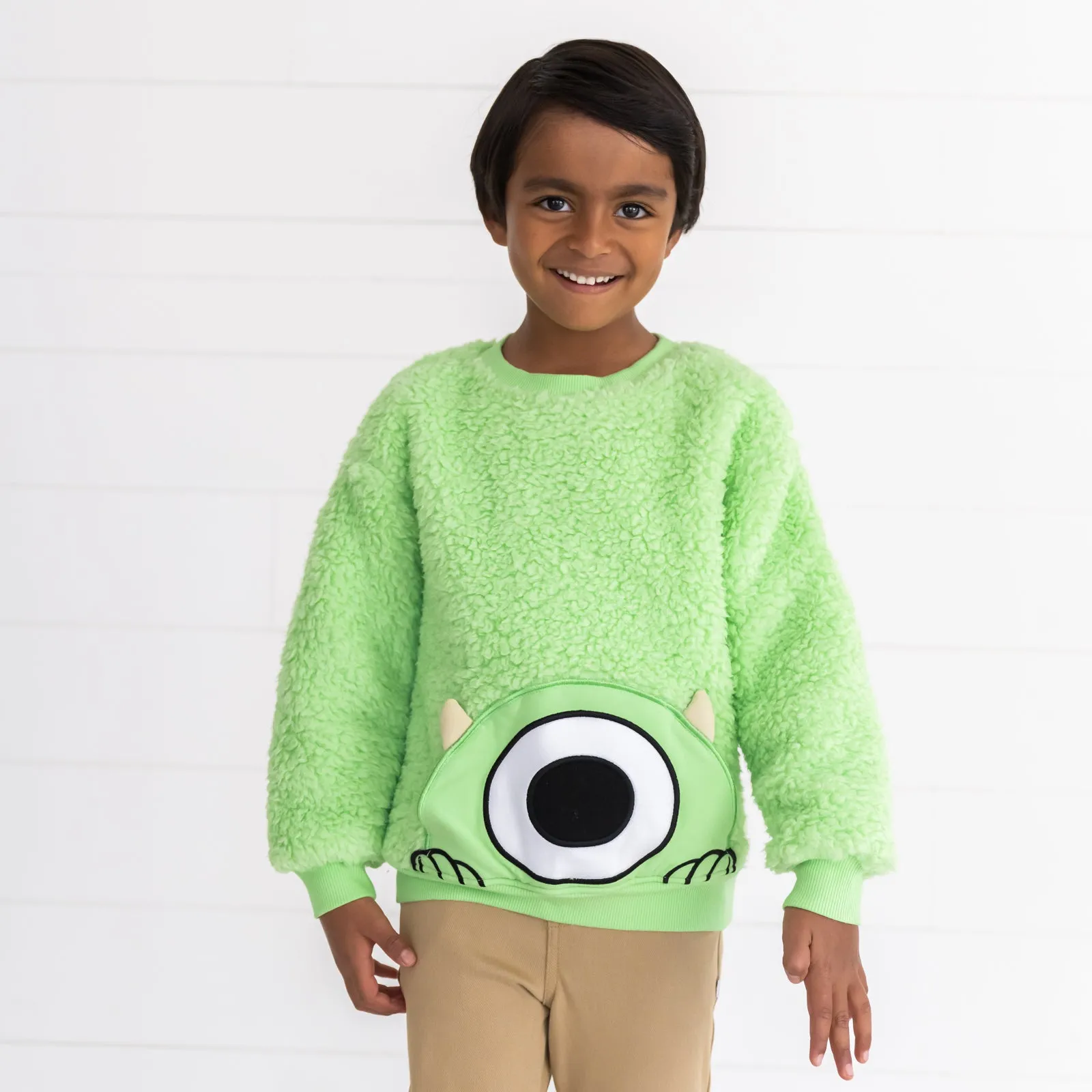 Disney Monsters, Inc. Mike Wazowski Sherpa Pocket Crewneck