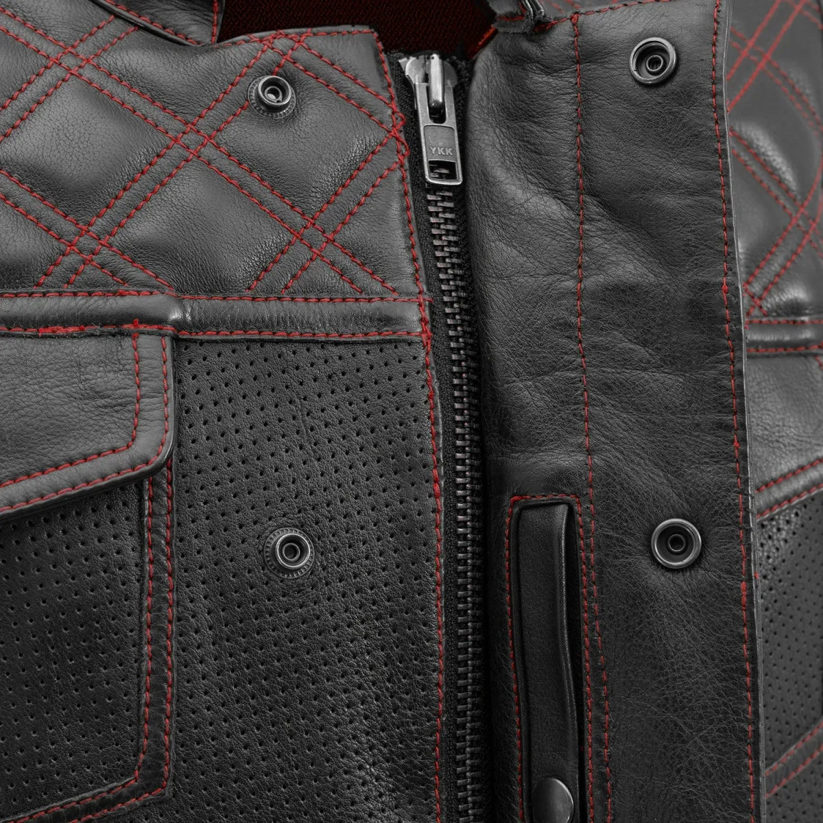 Downside Perforated Men's Motorcycle Leather Vest