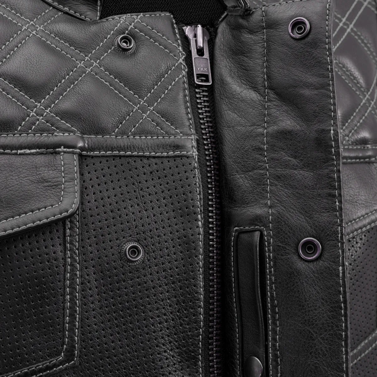 Downside Perforated Men's Motorcycle Leather Vest