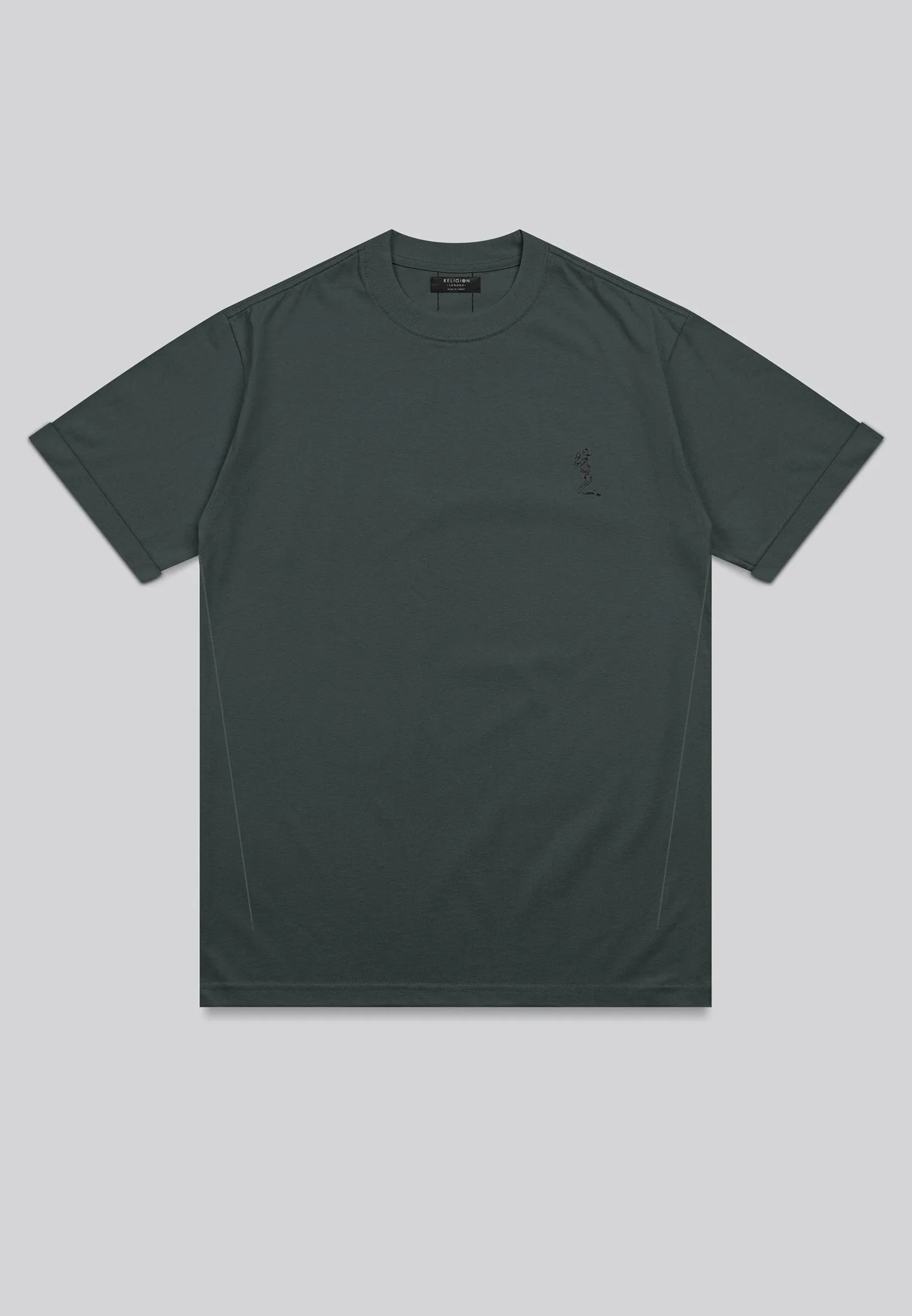 ESSENTIAL ROLLED CUFF T-SHIRT COAL