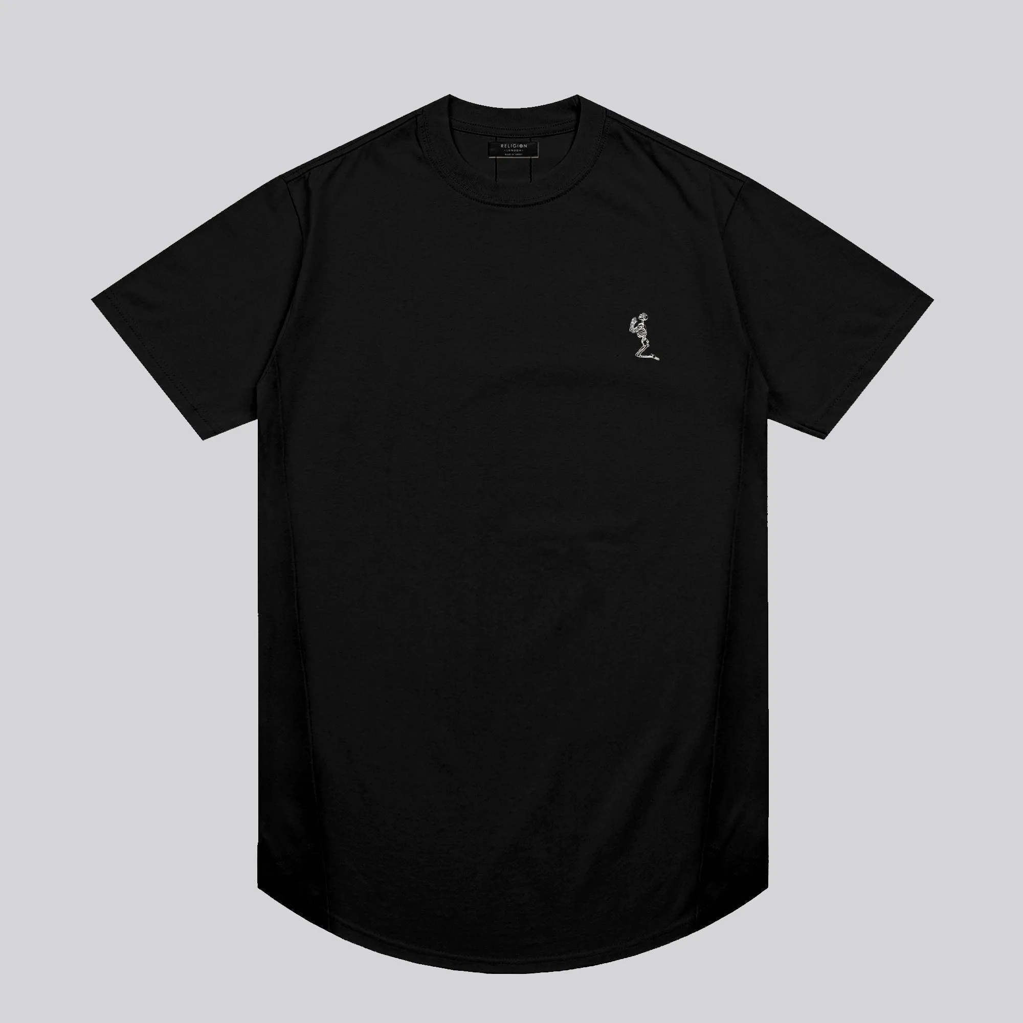 ESSENTIAL SWAG CURVED HEM BLACK T-SHIRT