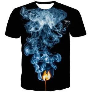 Flame T shirts Men Psychedelic Shirt Print Smoke T-shirts Graphic Harajuku Tshirt Printed Gothic T-shirts 3d Short Sleeve