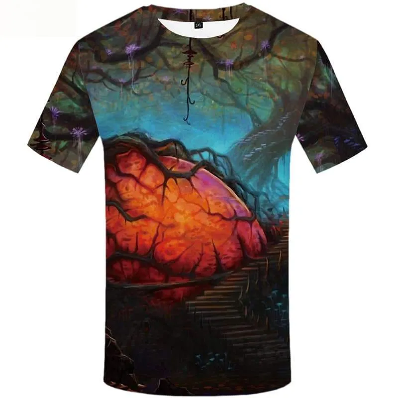 Forest T shirts Men Colorful T-shirts 3d Flower Tshirts Cool Short Sleeve