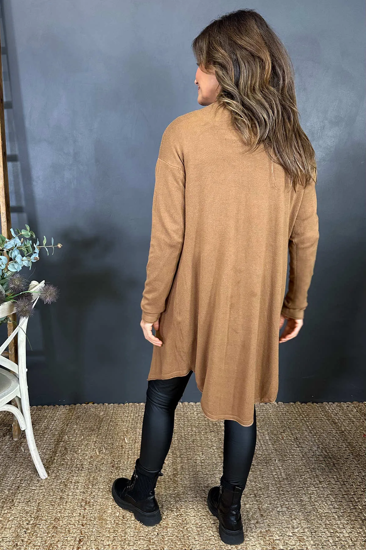 Frida Drape Front Cardigan Camel