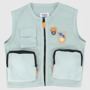 Front Zipper Gabardine Vest