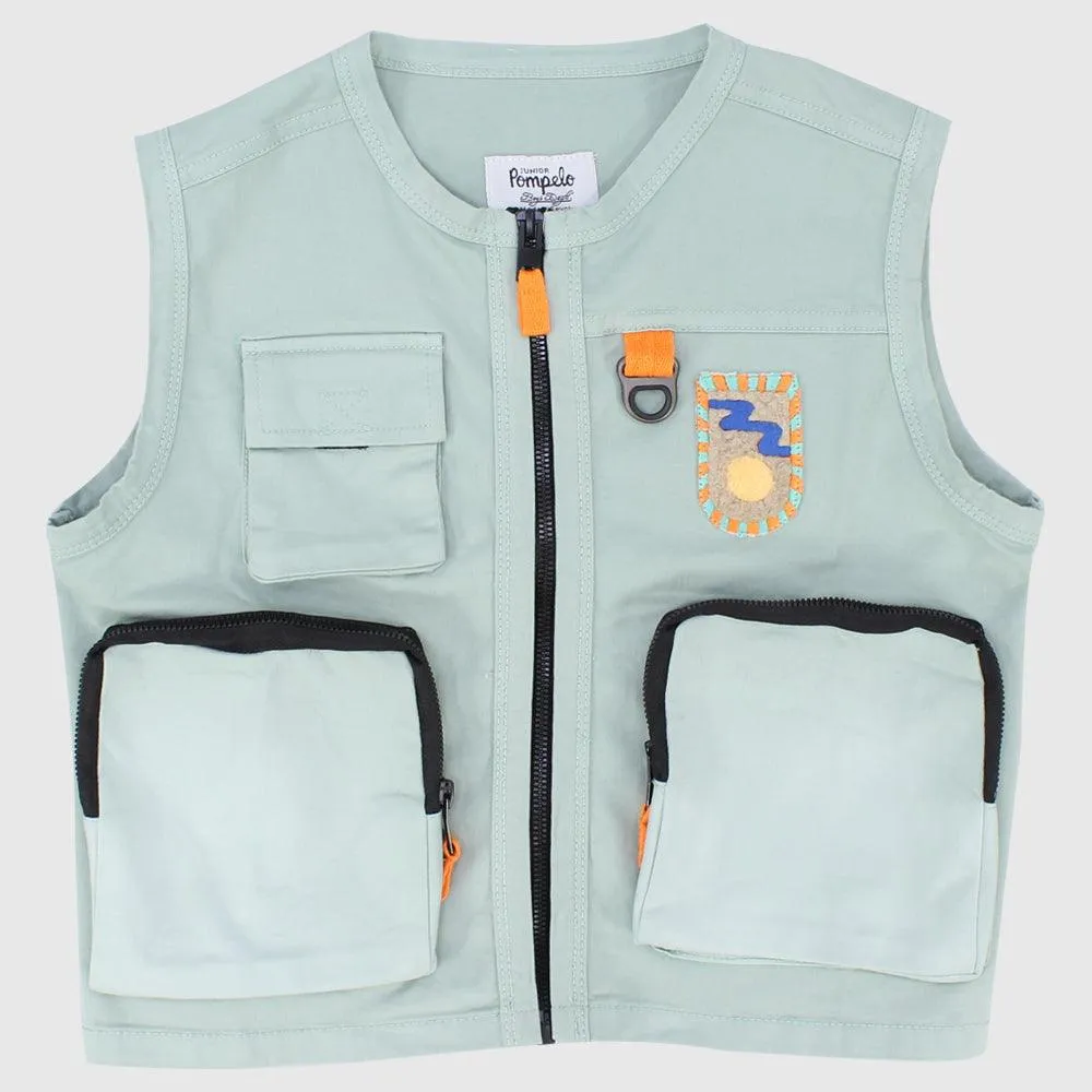 Front Zipper Gabardine Vest