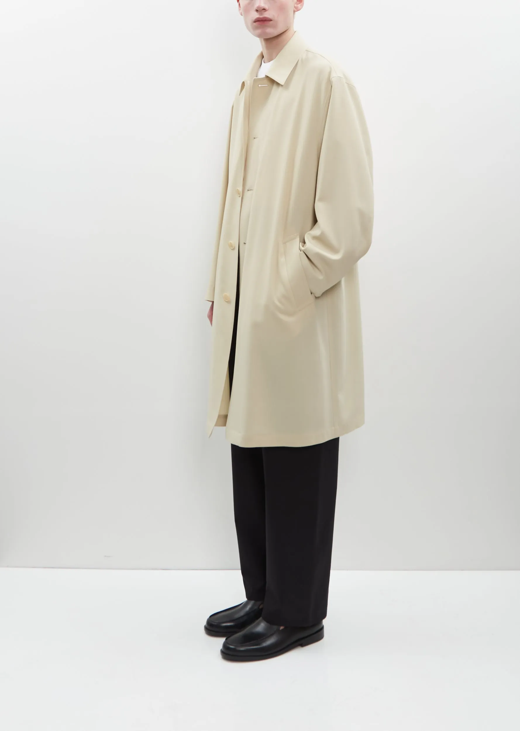 Hard Twist Wool Twill Soutien Collar Coat