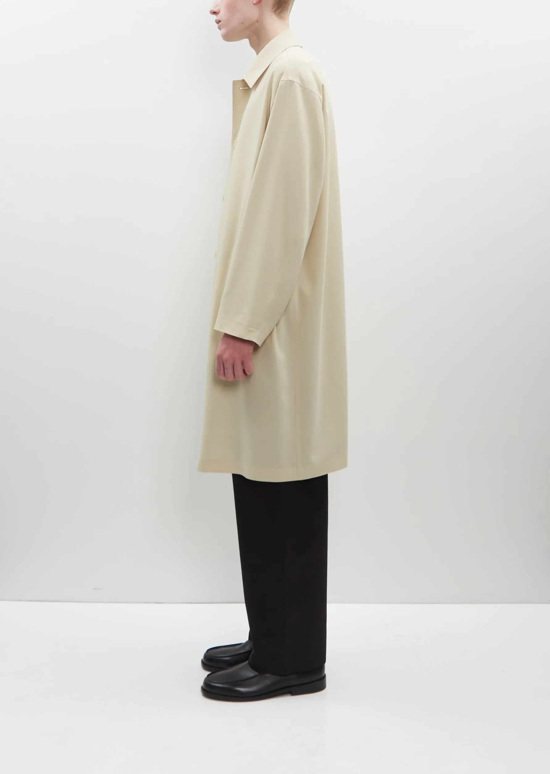 Hard Twist Wool Twill Soutien Collar Coat