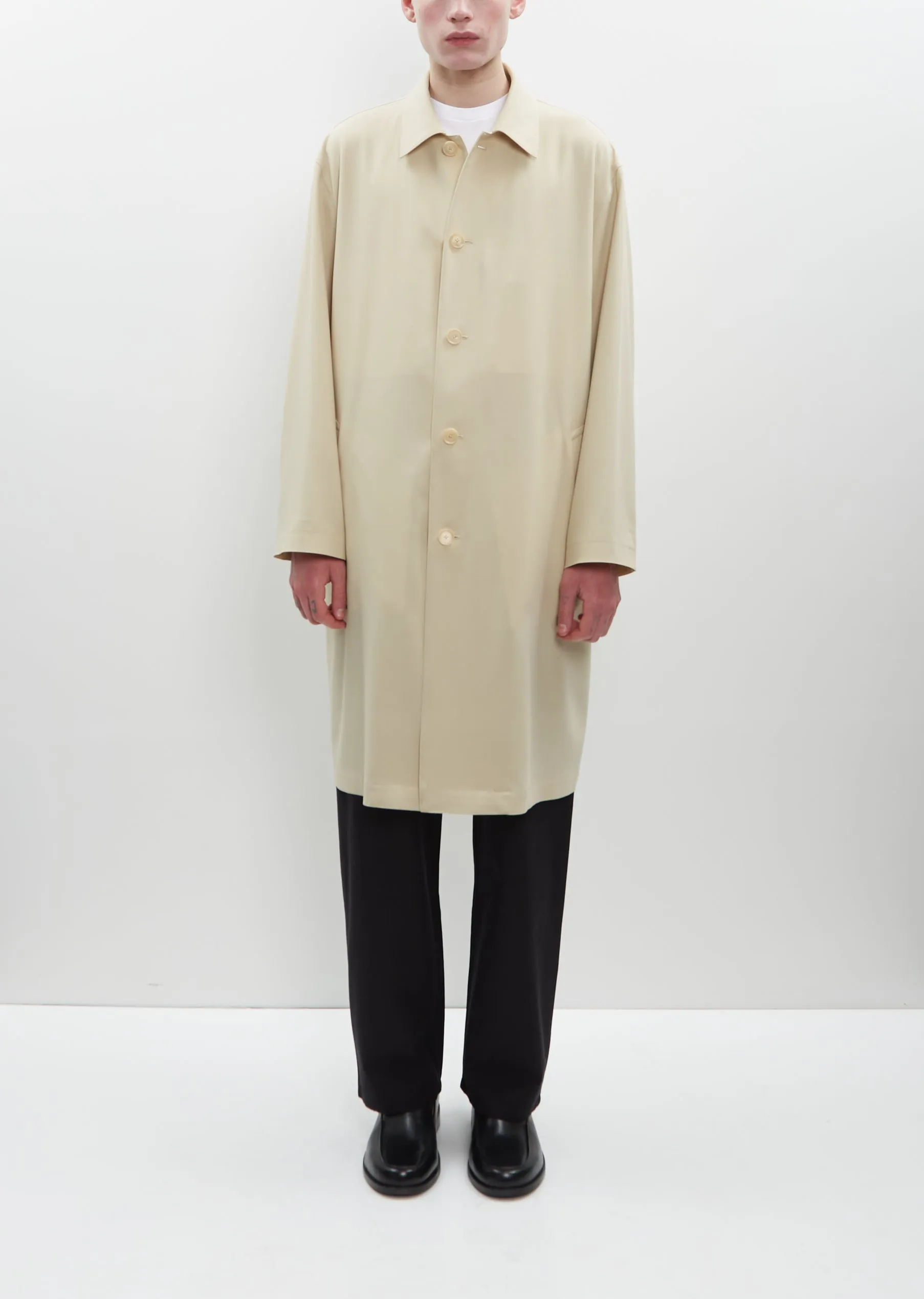 Hard Twist Wool Twill Soutien Collar Coat