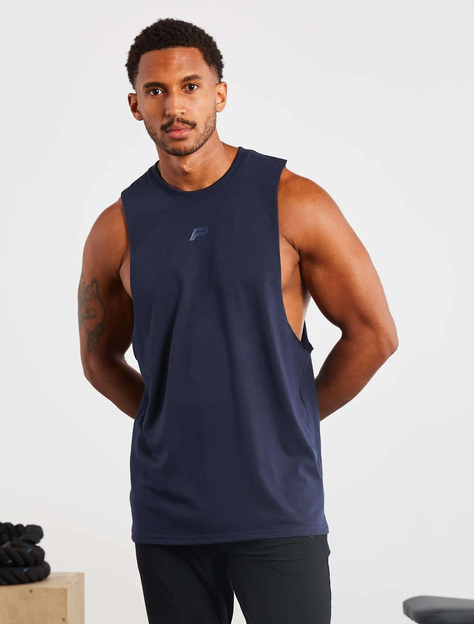 Icon Drop Arm Tank - Navy