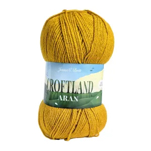 James C Brett Croftland Aran Yarn - A204 Mustard - 200g Ball of Wool