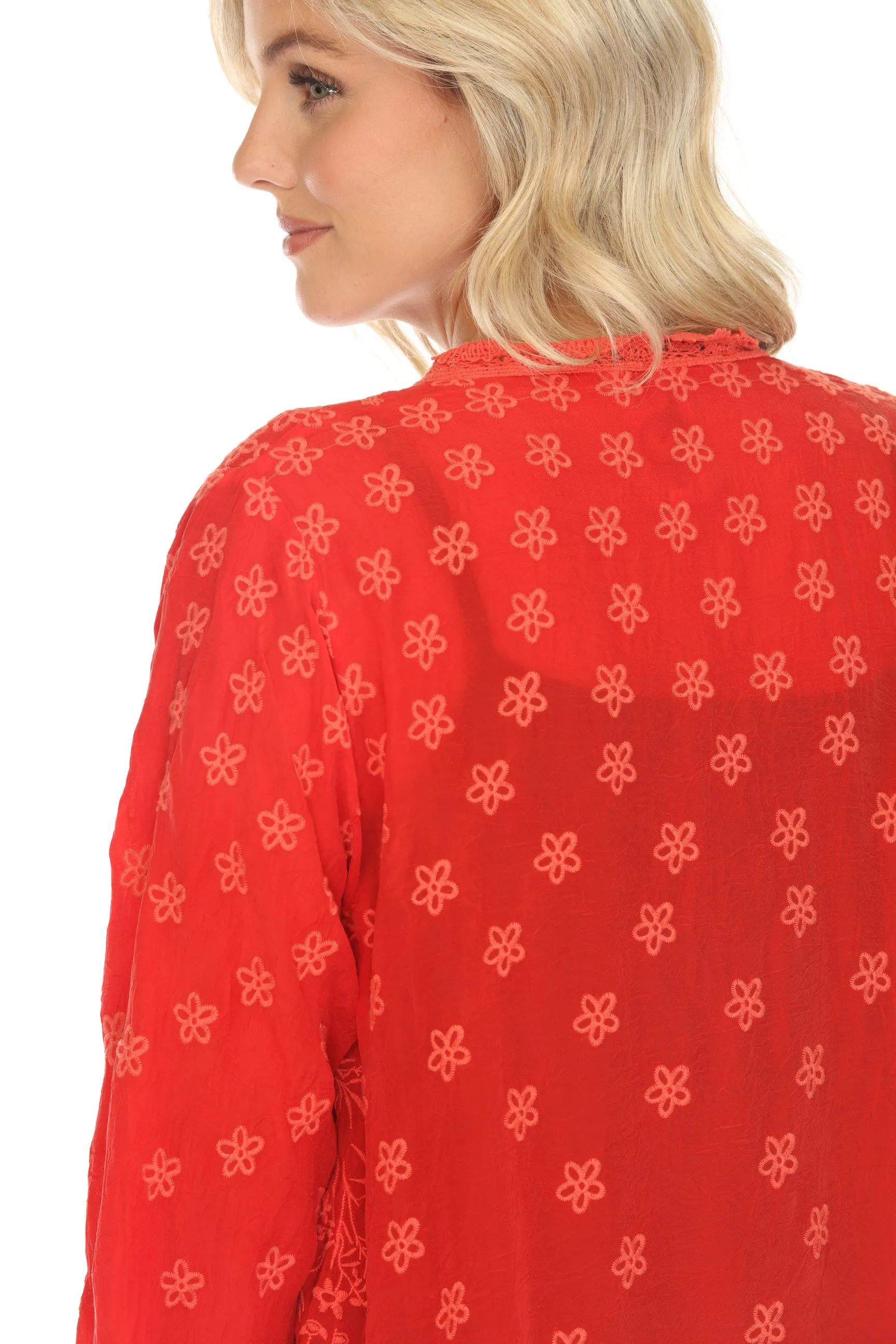 Johnny Was Red Fleur Du Jour Embroidered Kimono C41024