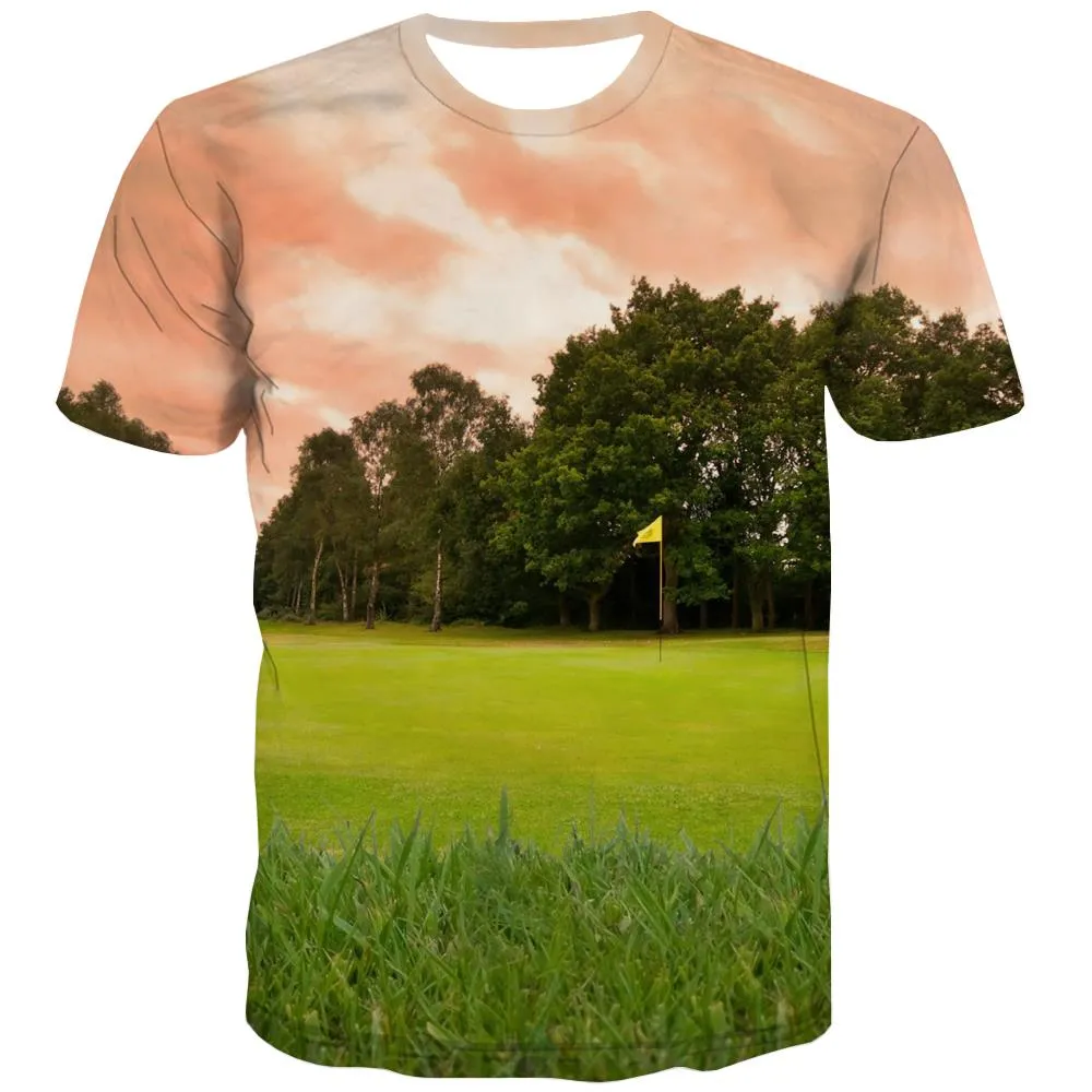 Lawn T shirts Men Golf Tshirts Casual Forest T shirts Funny Natural Tshirts Novelty Game T-shirts Graphic