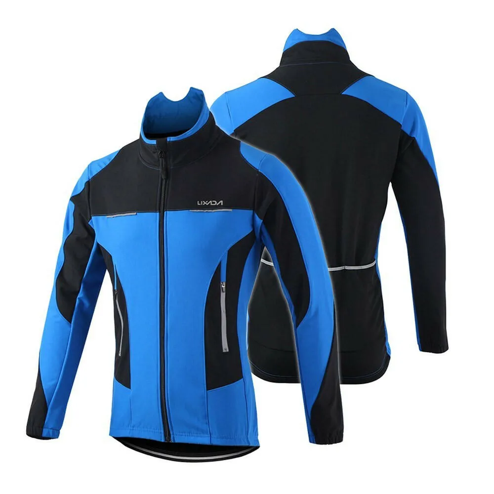 Lixada Men Winter Cycling Clothing Set Windproof Long Sleeve Cycling Jersey Coat Jacket with 3D Padded Pants Trousers