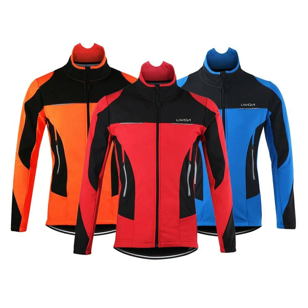 Lixada Men Winter Cycling Clothing Set Windproof Long Sleeve Cycling Jersey Coat Jacket with 3D Padded Pants Trousers