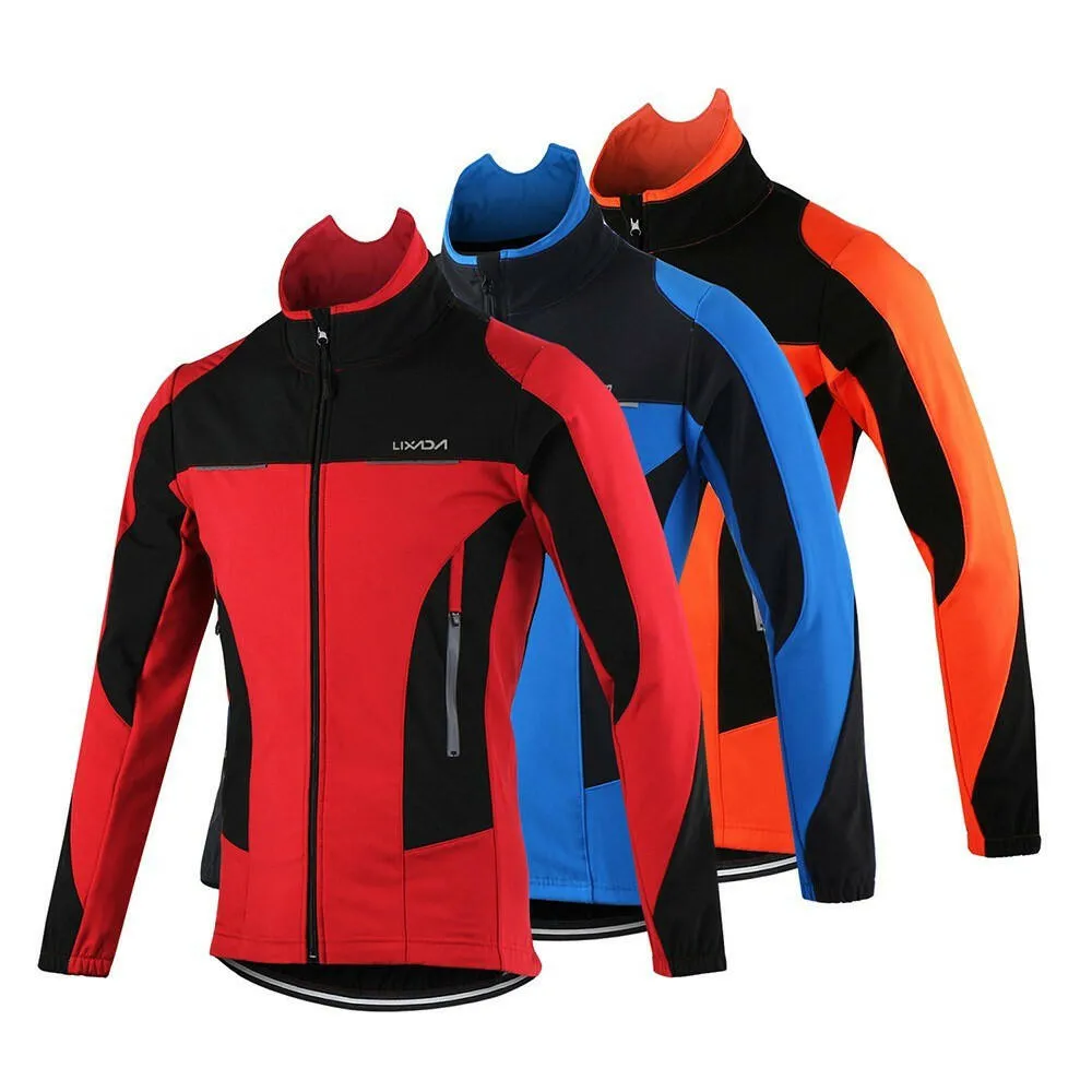 Lixada Men Winter Cycling Clothing Set Windproof Long Sleeve Cycling Jersey Coat Jacket with 3D Padded Pants Trousers