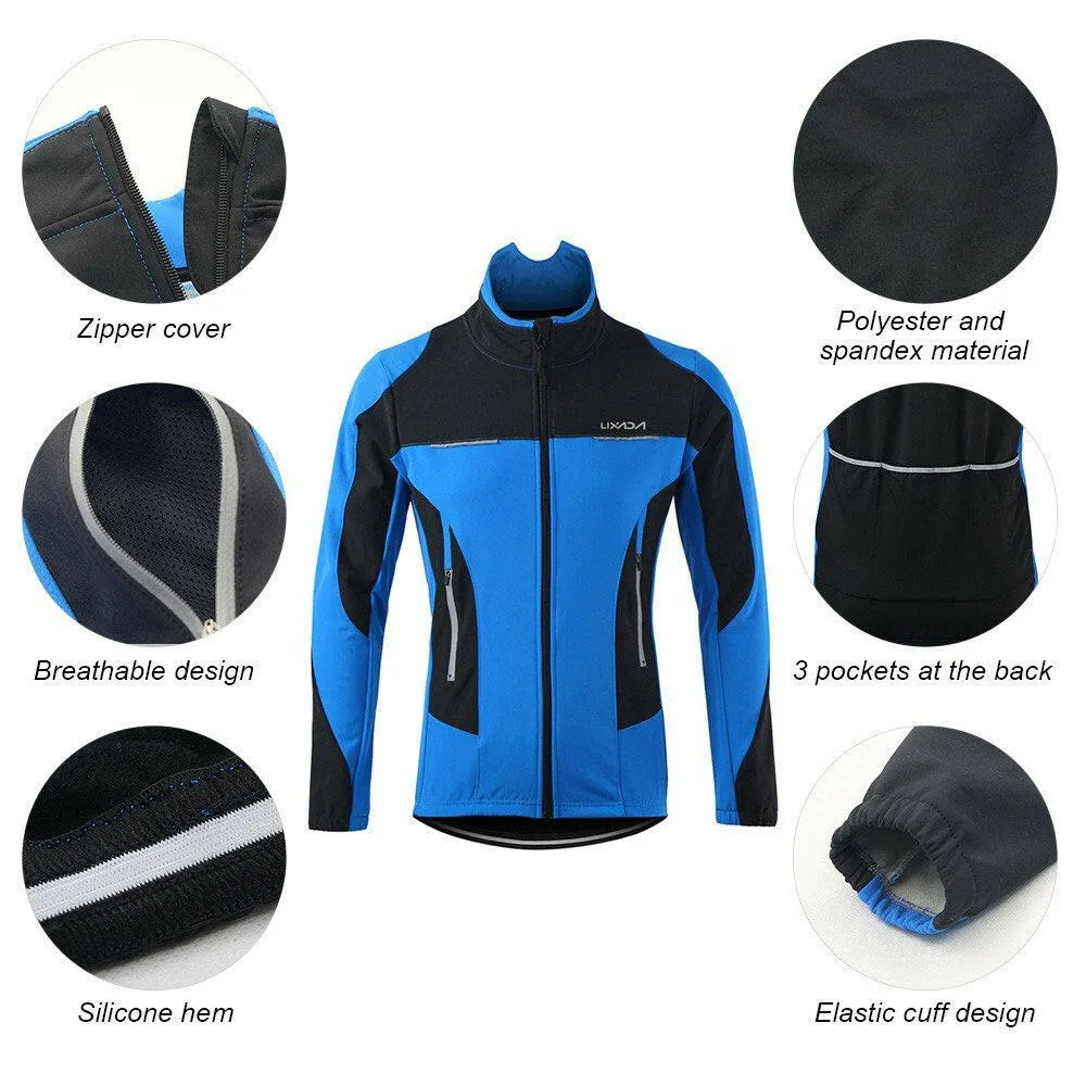 Lixada Men Winter Cycling Clothing Set Windproof Long Sleeve Cycling Jersey Coat Jacket with 3D Padded Pants Trousers