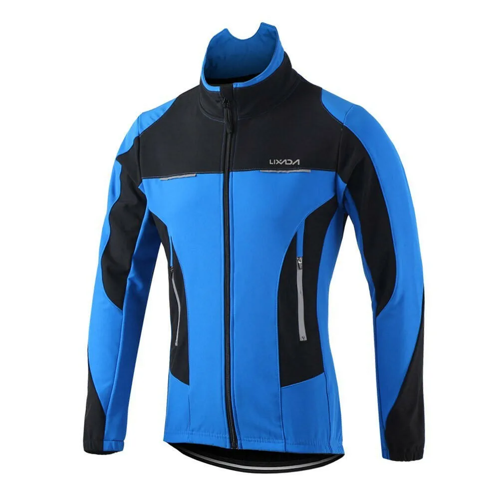 Lixada Men Winter Cycling Clothing Set Windproof Long Sleeve Cycling Jersey Coat Jacket with 3D Padded Pants Trousers