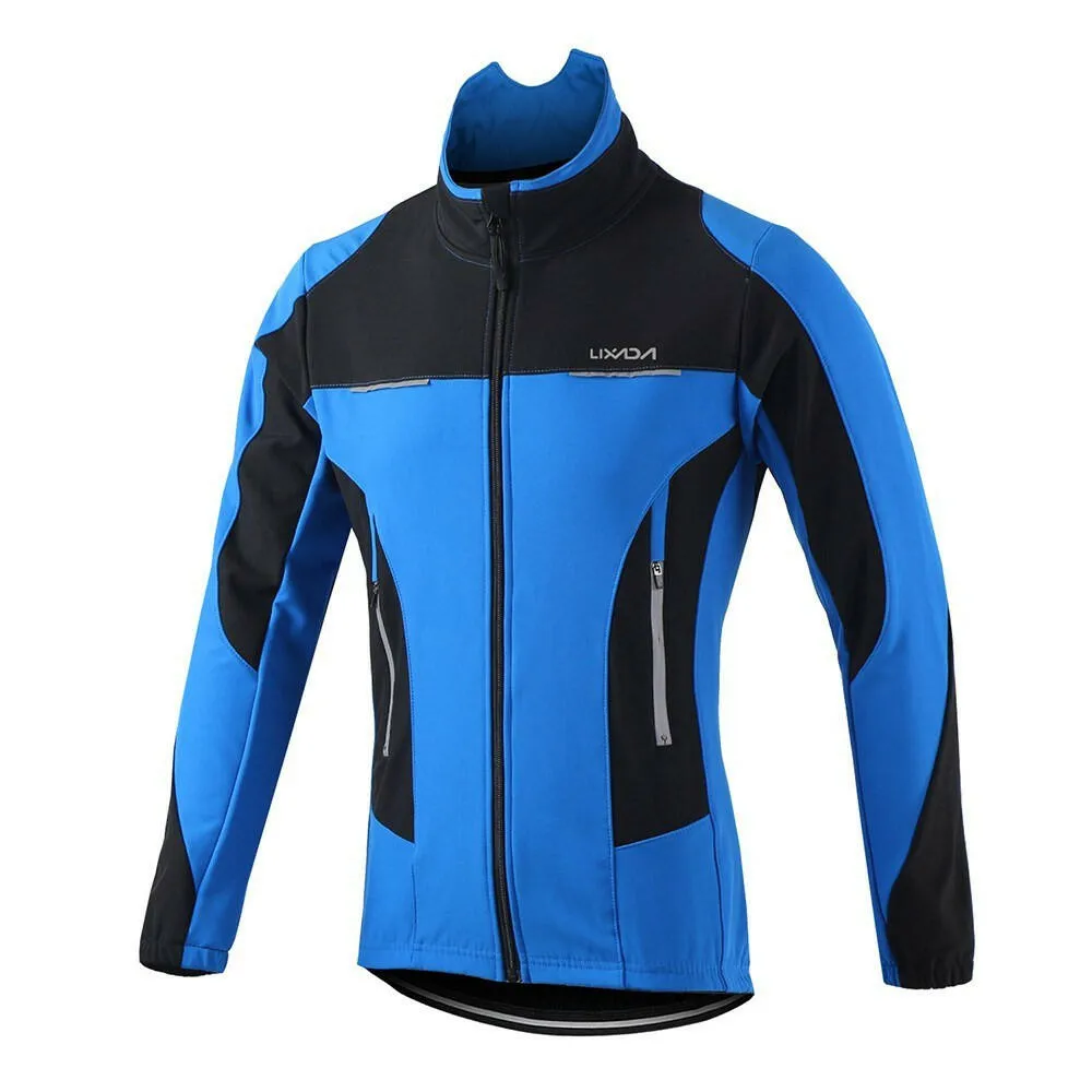 Lixada Men Winter Cycling Clothing Set Windproof Long Sleeve Cycling Jersey Coat Jacket with 3D Padded Pants Trousers